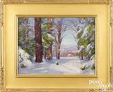 winter landscape by Allen Dean Cochran, oil on canvasboard, sold Sep 2024