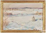 winter landscape by John Prentiss Benson, oil on canvas, offered Sep 2024