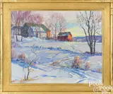 winter landscape with farm by Michael Graves, oil on canvas, sold Sep 2024
