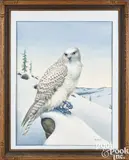 titled White Falcon (Gyrfalcon) by Earl Lincoln Poole, watercolor, sold Sep 2024