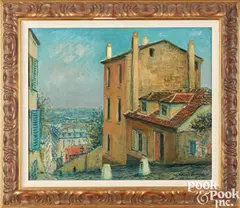 street scene by Alois Lecoque, oil on canvas, sold Sep 2024