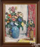 still life with flowers by Walter Emerson Baum, oil on board, sold Sep 2024