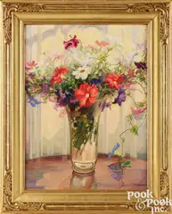 Still Life Petunias by Gladys Nelson Smith, oil on canvas, sold Sep 2024