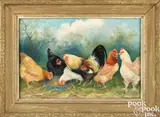 of six chickens by Mary B. Leisz, oil on canvas, sold Sep 2024