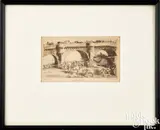 titled Sand Wharf by Daniel Garber, etching and drypoint, sold Sep 2024