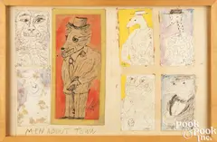 and paint on paper Men About Town by Justin McCarthy, ink, sold Sep 2024