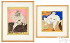 works of New York Yankees pitcher Allie Reynolds by Justin McCarthy, mixed media, sold Sep 2024
