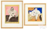 works of New York Yankees pitcher Allie Reynolds by Justin McCarthy, mixed media, sold Sep 2024