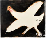 chicken by Jimmy Lee Sudduth, oil on board, sold Sep 2024
