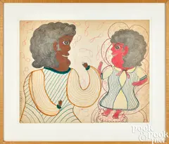 mother and child by Inez Nathaniel-Walker, 1977, mixed media, offered Sep 2024