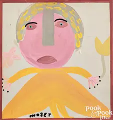 figure by Mose Tolliver, oil on board, sold Sep 2024