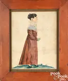 profile portrait of a young woman by Jacob Maentel, watercolor and gouache, sold Sep 2024