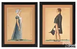profile portraits of Mr. and Mrs. Martin Ebert of York County by Jacob Maentel, watercolor and gouache, sold Sep 2024