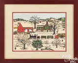 landscape with barn and train by Hattie Klapp Brunner, watercolor and gouache, sold Sep 2024