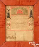 fraktur marriage certificate for James Currey and Elizabeth Darlington by John Van Minian, 1816, ink and watercolor, sold Sep 2024