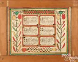fraktur religious text by Hans Jacob Brubacher, ink and watercolor, sold Sep 2024