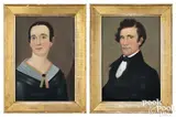 folk portraits of a husband and wife by William Matthew Prior, oil on board, sold Sep 2024