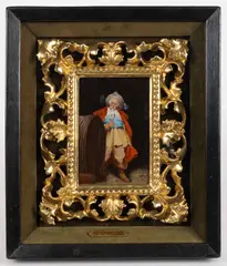 DIMINUTIVE PORTRAIT OF A CAVALIER by Francesco Vinea, oil on panel, sold Oct 2025