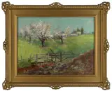 PAINTING OF AN APPLE ORCHARD by Frank Girarden, oil on canvas, sold Oct 2025