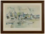 CONNECTICUT COASTAL LANDSCAPE PAINTING by Lamar Dodd, watercolor and charcoal on paper, sold Oct 2025