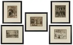 ROMAN COMPOSITIONS DRYPOINT ETCHINGS, LOT OF FIVE by William Walcot, etching with drypoint and aquatint, sold Oct 2025