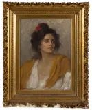 PORTRAIT OF A LADY by Vitorrio Tessari, oil on canvas, sold Oct 2025
