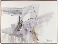 GIRL WITH SCARF ON PURPLE WASH PORTRAIT by Gino Hollander, oil on canvas, sold Oct 2025
