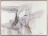 GIRL WITH SCARF ON PURPLE WASH PORTRAIT by Gino Hollander, oil on canvas, sold Oct 2025