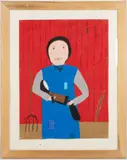 S. L. JONES (WEST VIRGINIA, 1901-1997), ATTRIBUTED, OUTSIDER ART PORTRAIT OF AN AMISH OR MENNONITE WOMAN by Shields Landon, pastel on paper, sold Oct 2025