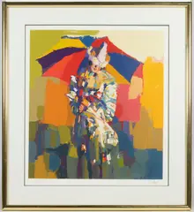 CLOWN A L'OMBRELLE PRINT by Nicola Simbari, serigraph on paper, offered Apr 2025