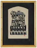 NOAH'S ARK WOODBLOCK PRINT by Sadao Watanabe, watercolor and ink on paper, sold Oct 2025