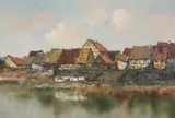 Rothenburg Ob Der Tauber by Willi Bauer, oil on canvas (unstretched), sold Aug 2020