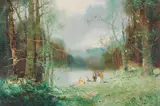 Spring Lake Forest by Willi Bauer, oil on canvas (unstretched), sold Aug 2020