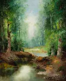 Green Forest by Willi Bauer, oil on canvas (unstretched), sold Aug 2020