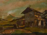 Untitled (Country house) by Paul Götz Räcknitz, oil on board, sold Aug 2020