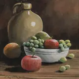 Still life with water jug by Ferdinard Petrie, gouache on paper, sold Aug 2020