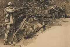 Brady's Hill by De Cost Smith, watercolor and gouache on paper mounted to board, sold Aug 2020