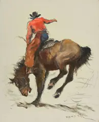 Bronco Rust Shirt by Pál Fried, oil and charcoal on canvas (unstretched), sold Sep 2020