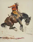 Bronco Orange Shirt by Pál Fried, oil and charcoal on canvas (unstretched), sold Sep 2020