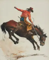 Bronco by Pál Fried, oil and charcoal on canvas (unstretched), sold Sep 2020