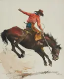 Bronco by Pál Fried, oil and charcoal on canvas (unstretched), sold Sep 2020