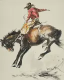 Red Bronco by Pál Fried, oil on canvas (unstretched), sold Sep 2020