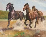 Arabian Stallions by Pál Fried, oil on canvas, sold Sep 2020