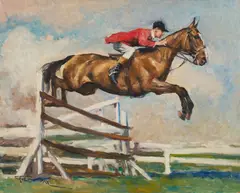 Show Jumper by Pál Fried, oil on canvas (unstretched), sold Sep 2020