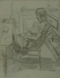 Untitled (Seated woman) by Clara Klinghoffer, charcoal on artists board, sold Sep 2020