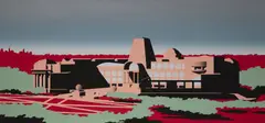 The New Brooklyn Museum: South Elevation by Arata Isozaki, 1988, silkscreen, sold Sep 2020