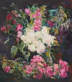 After the Exhibition by Malva, oil on canvas (unstretched), sold Sep 2020