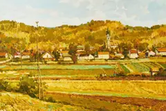 Summer to Fall Fields by Malva, 1981, oil on canvas (unstretched), sold Sep 2020