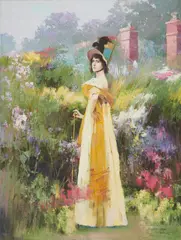A Formal Garden by An He, oil on canvas (unstretched), sold Sep 2020