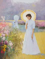 Garden Sunshine by An He, oil on canvas (unstretched), sold Sep 2020